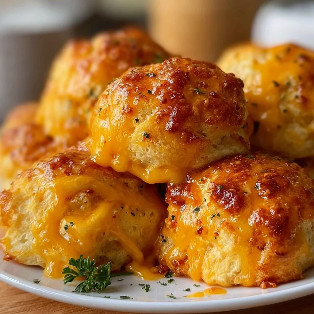 Delicious Air Fryer 3 Cheese Biscuit Bombs served on a plate