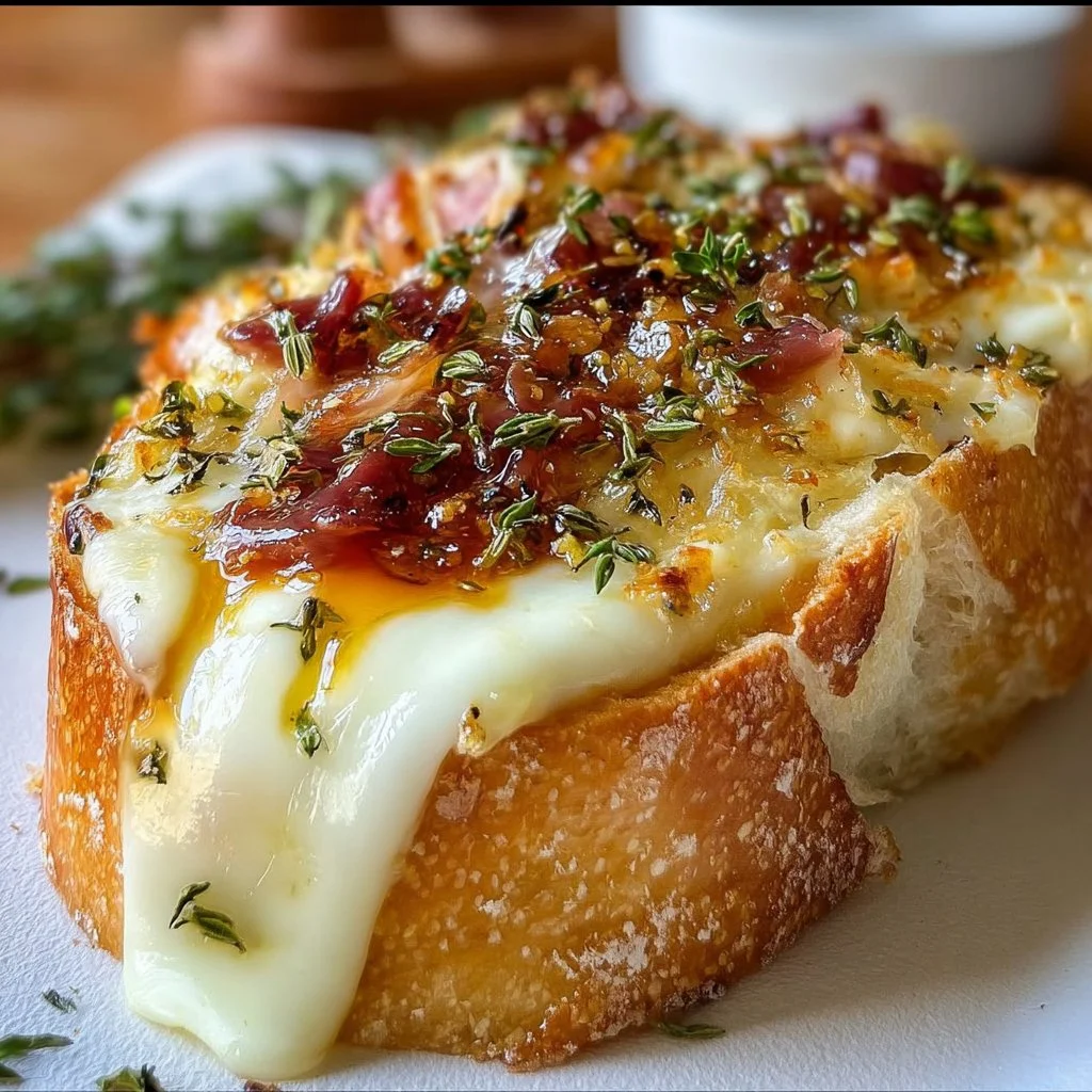 Freshly baked Brie cheese bread with herbs and spices