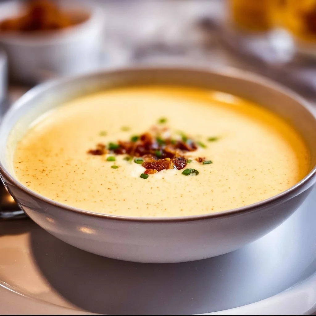 High-protein cream of protein soup in a bowl, rich and creamy texture.