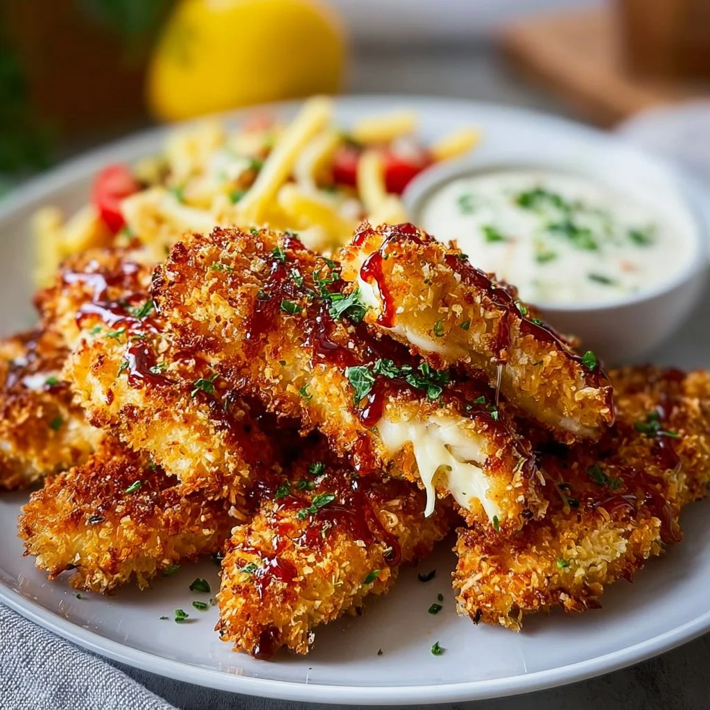 Crispy air fryer chicken tenders served with dipping sauce