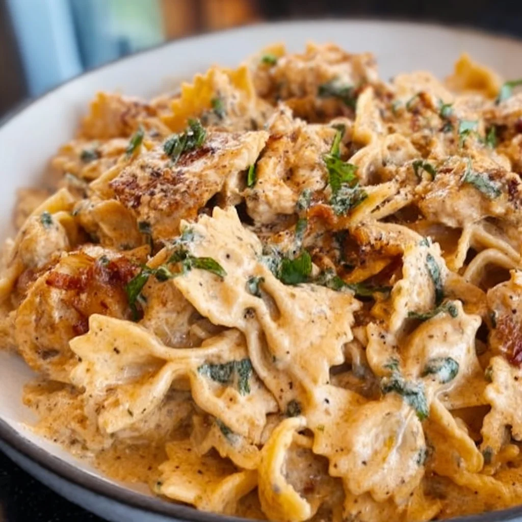 Delicious Marry Me Chicken Pasta dish garnished with herbs and served in a bowl.
