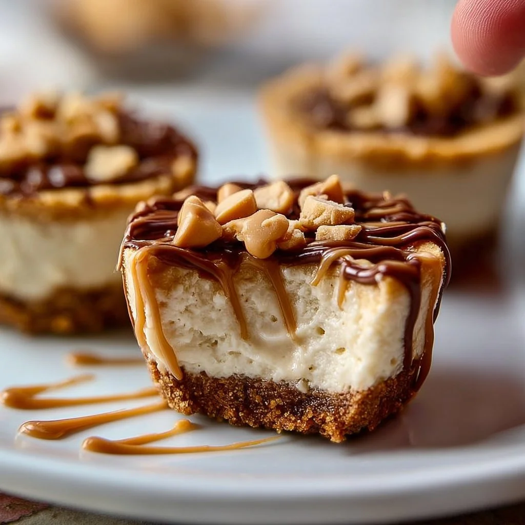 Peanut Butter Cottage Cheese Cheesecake Cups served in dessert cups