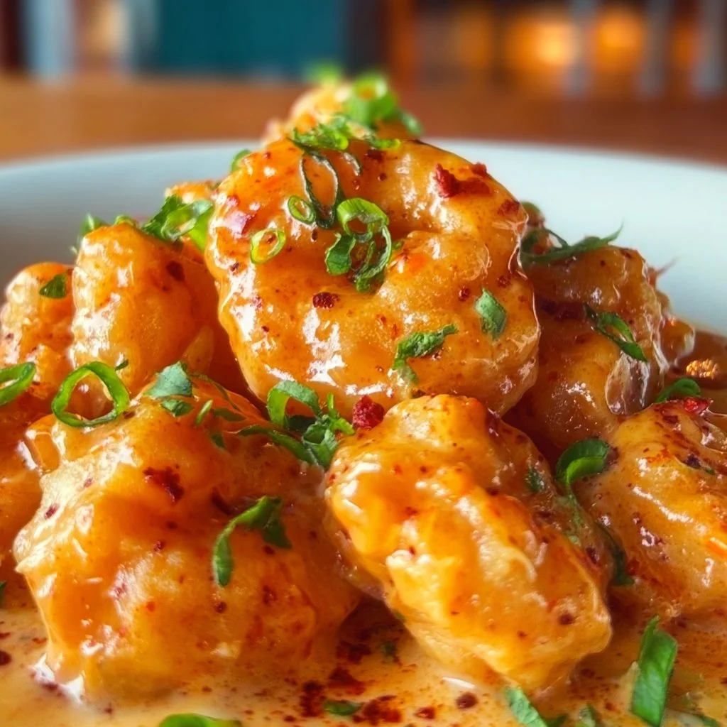 Crispy Bang Bang Shrimp served with spicy sauce on a plate