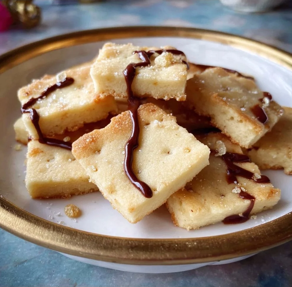 Delicious Martha Stewart's shortbread cookies on a decorative plate