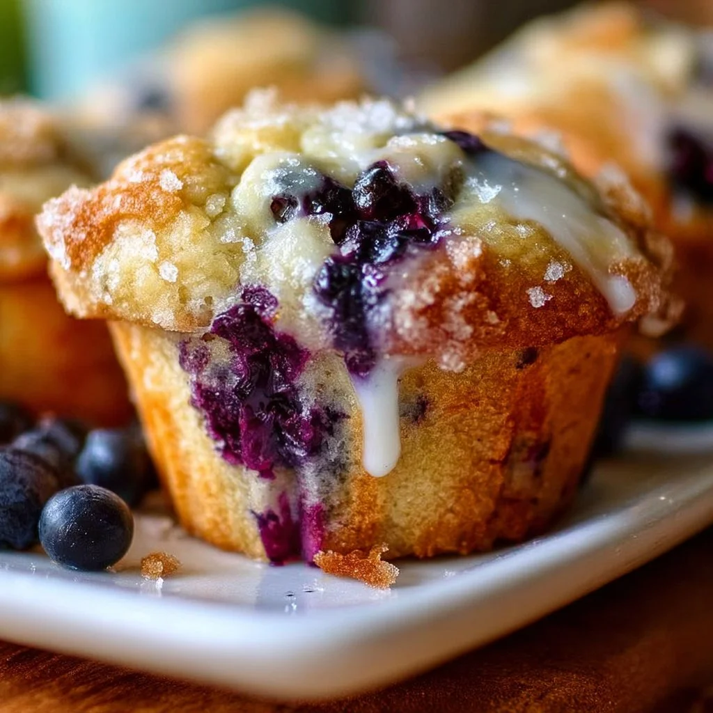 Freshly baked blueberry muffins on a cooling rack
