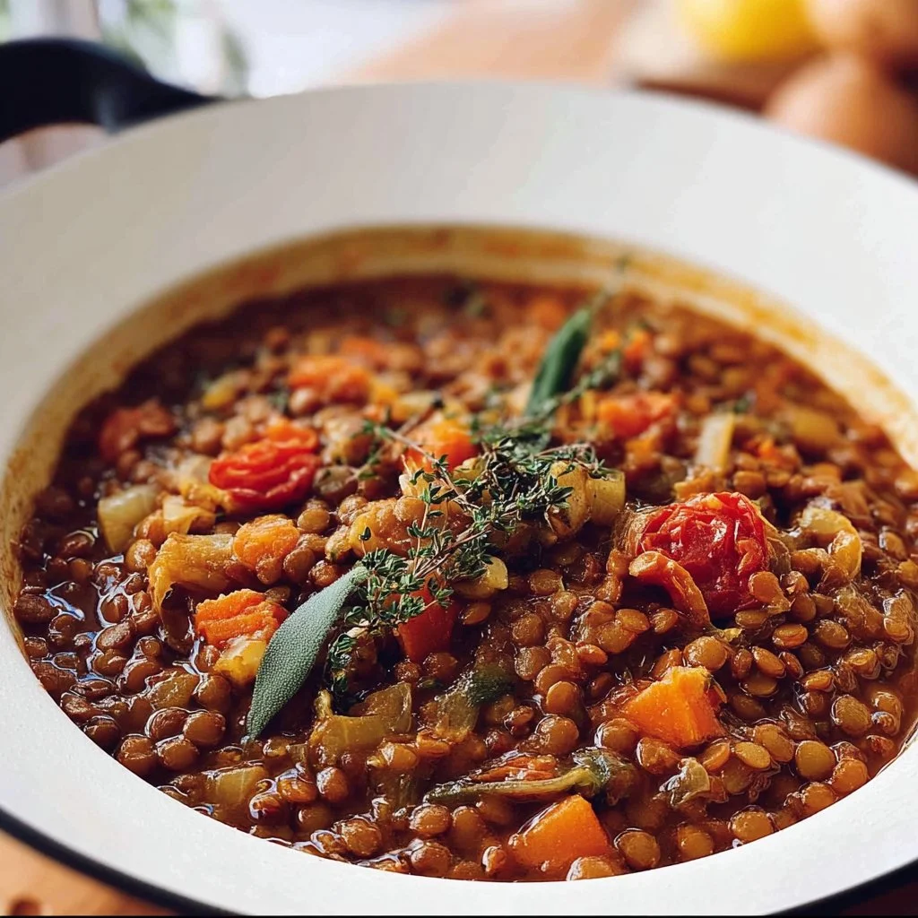 Delicious Vegan Lentil Soup served in a bowl