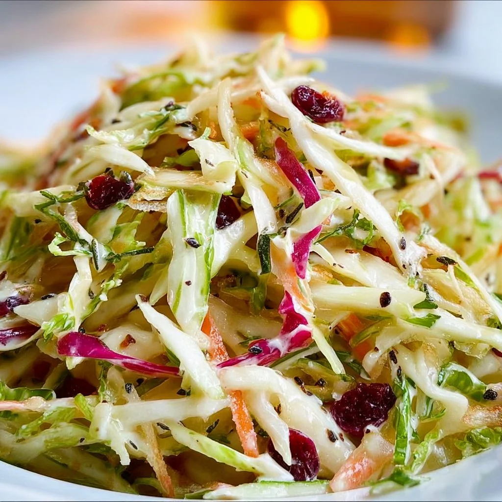 Colorful Thanksgiving slaw made with fresh vegetables and a tangy dressing