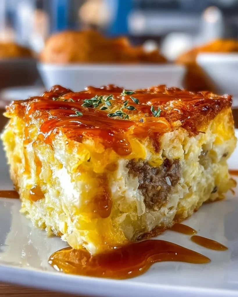 Delicious Classic Breakfast Hashbrown Casserole served on a plate