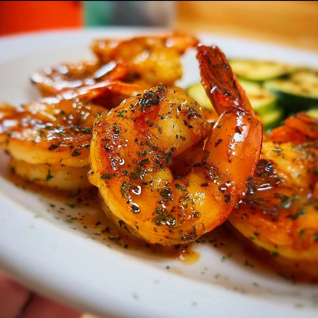Plate of classic hibachi shrimp with vegetables and sauce