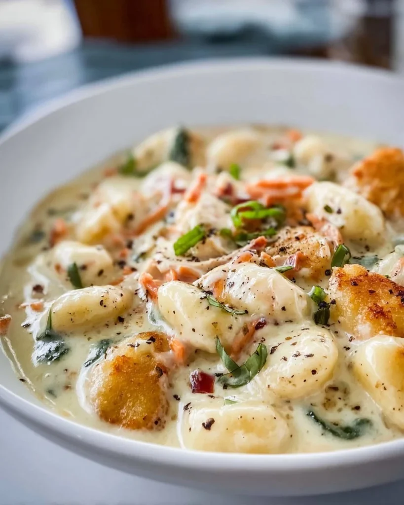 Creamy Chicken Gnocchi Soup inspired by Olive Garden's recipe