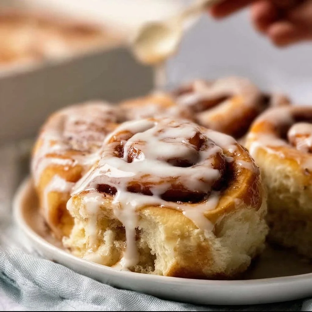 Delicious homemade easy cinnamon rolls topped with cream cheese icing