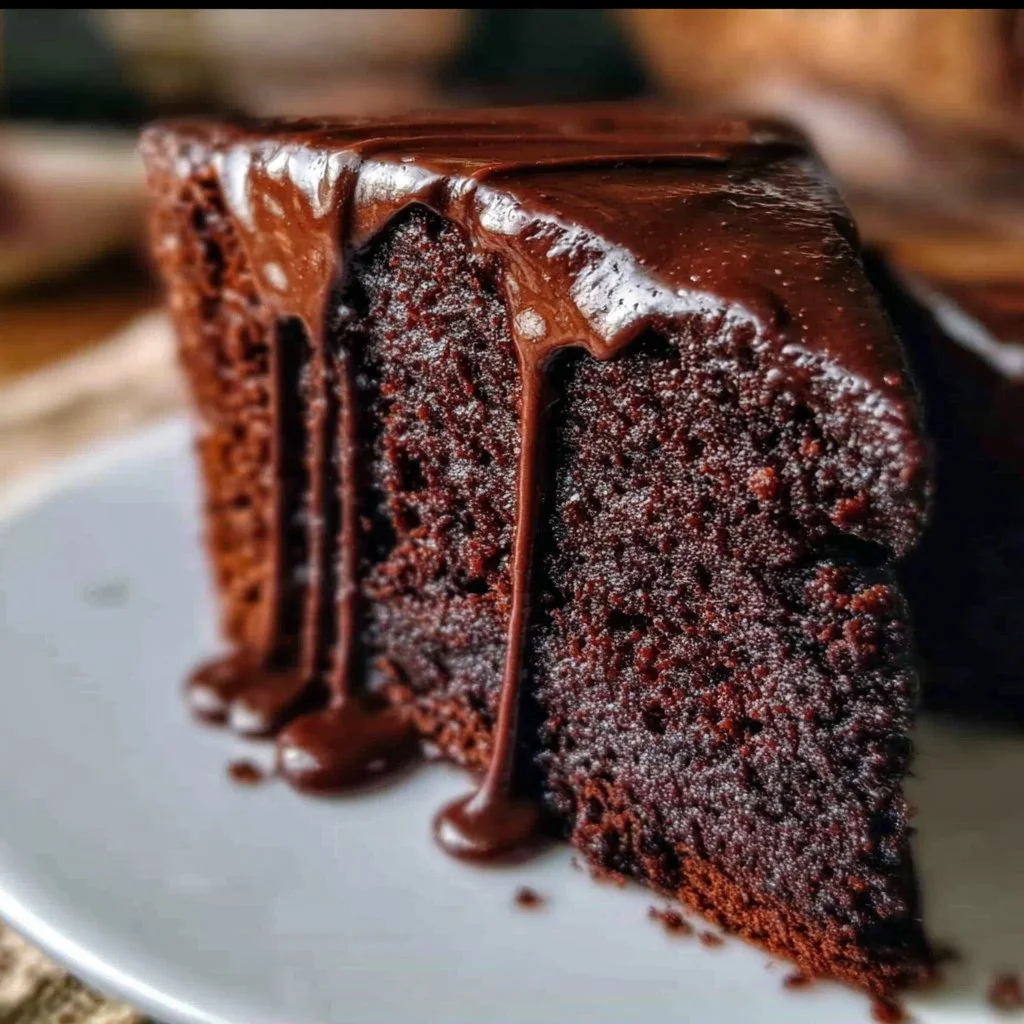 Delicious fudgy chocolate cake with rich chocolate frosting