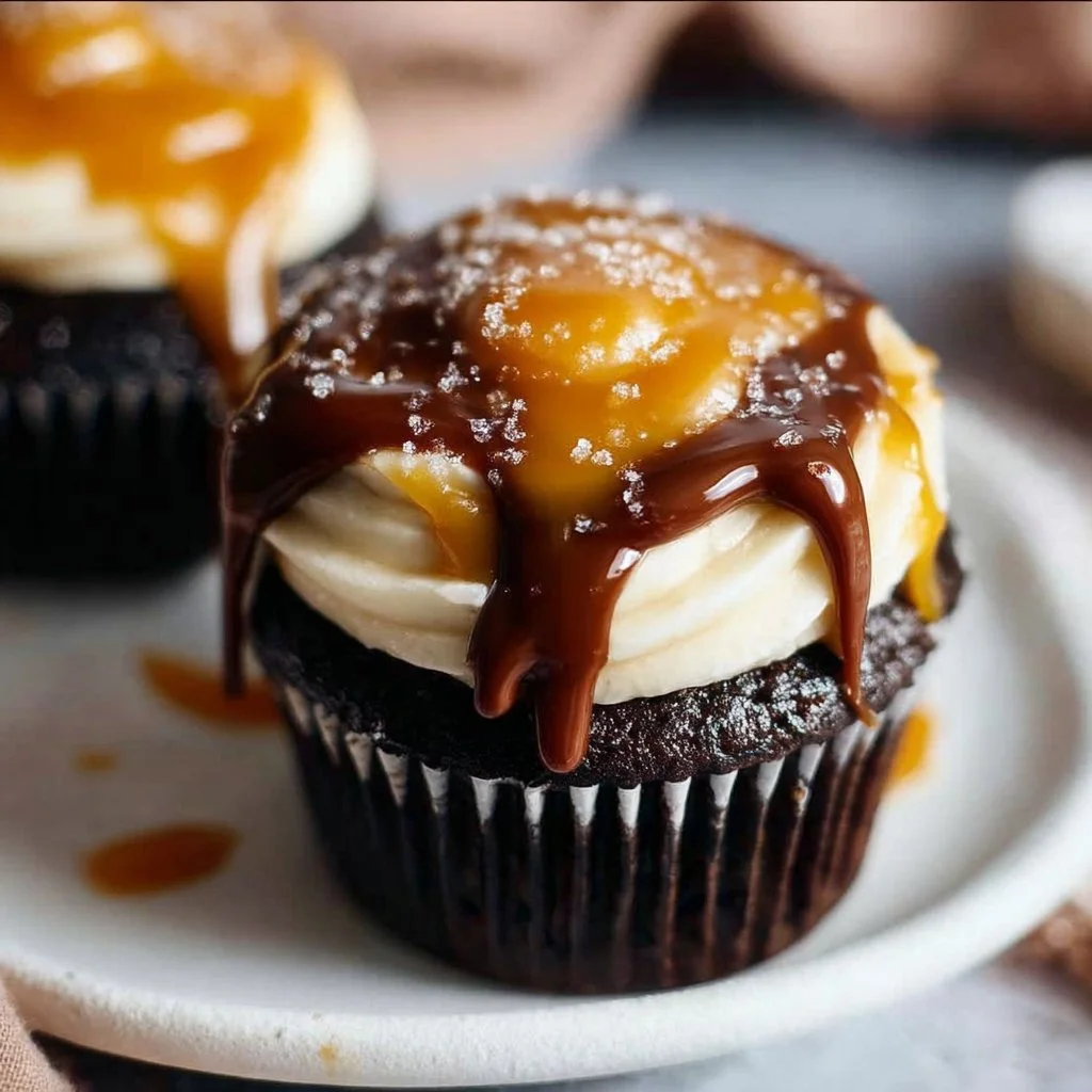 Delicious homemade Guinness cupcakes topped with creamy frosting