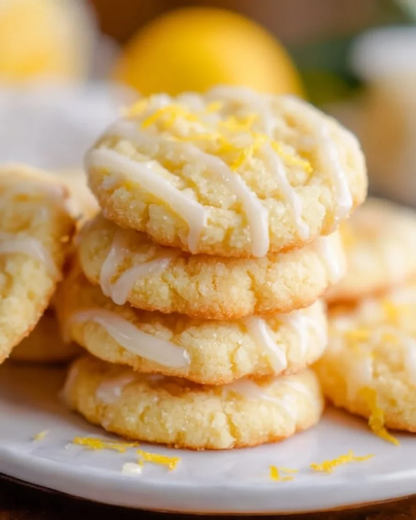 Freshly baked Lemon Sugar Cookies on a plate