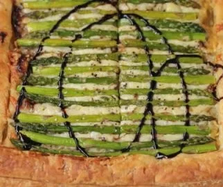 Asparagus Gruyere Tart with flaky pastry and creamy cheese filling