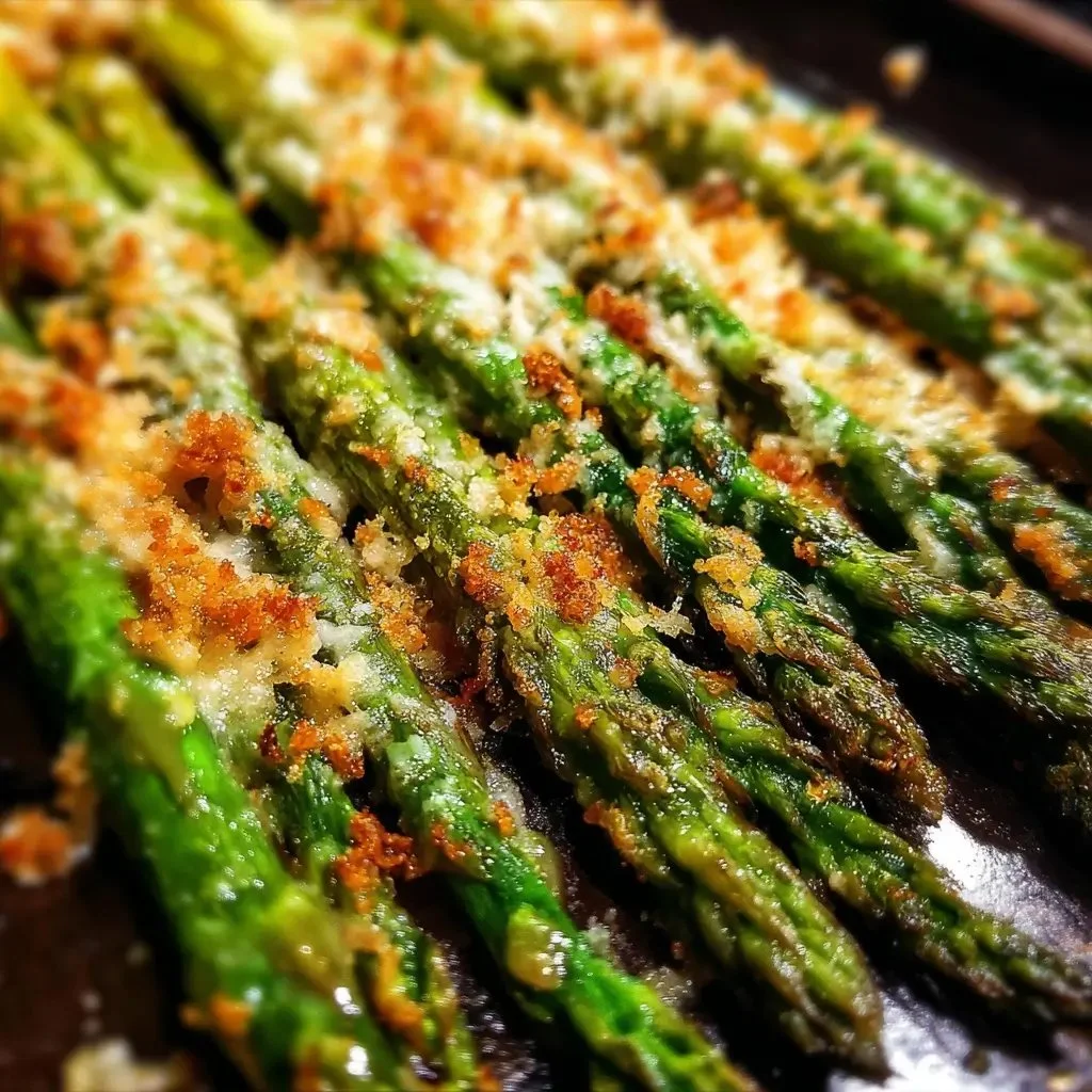 Baked Parmesan asparagus garnished and ready to serve