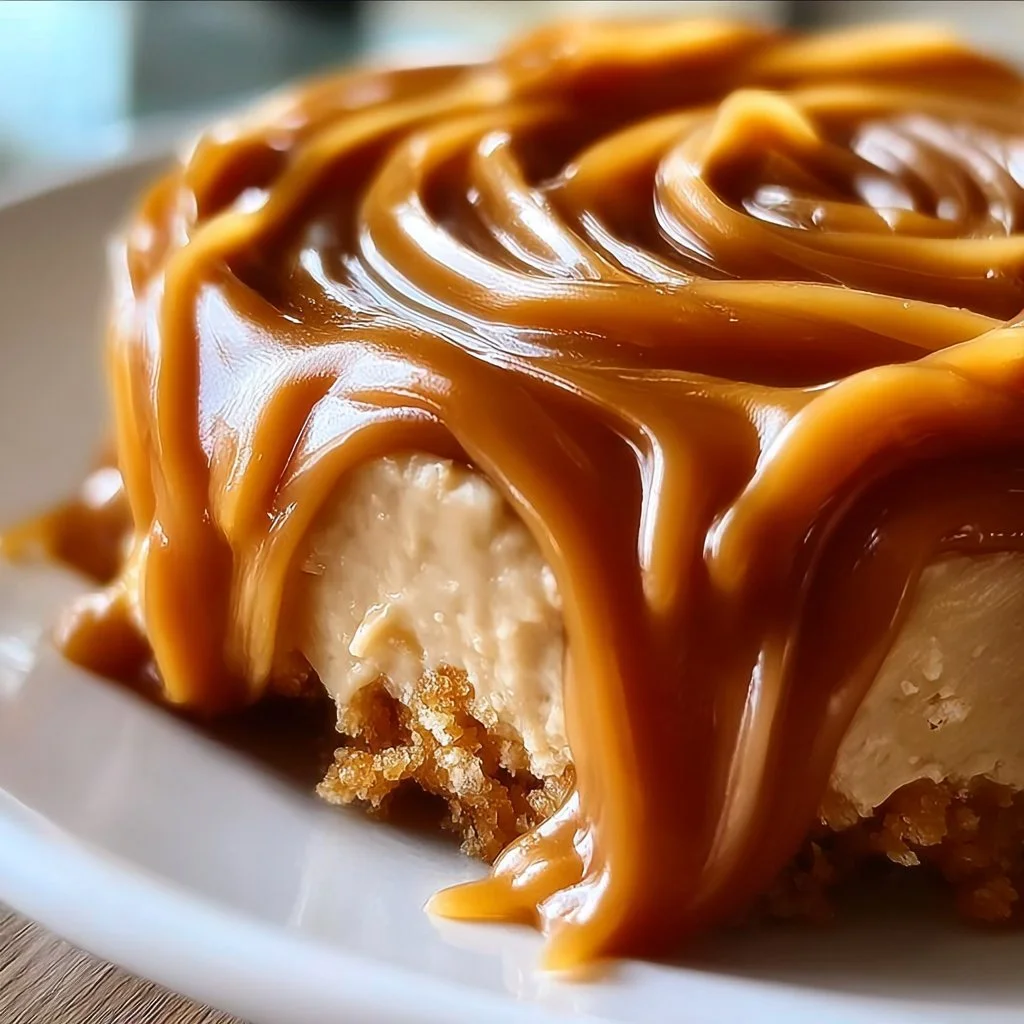 Delicious brown sugar caramel frosting on a freshly baked cake
