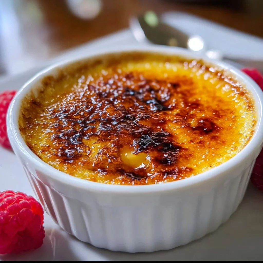 Delicious burnt cream dessert with a caramelized top layer