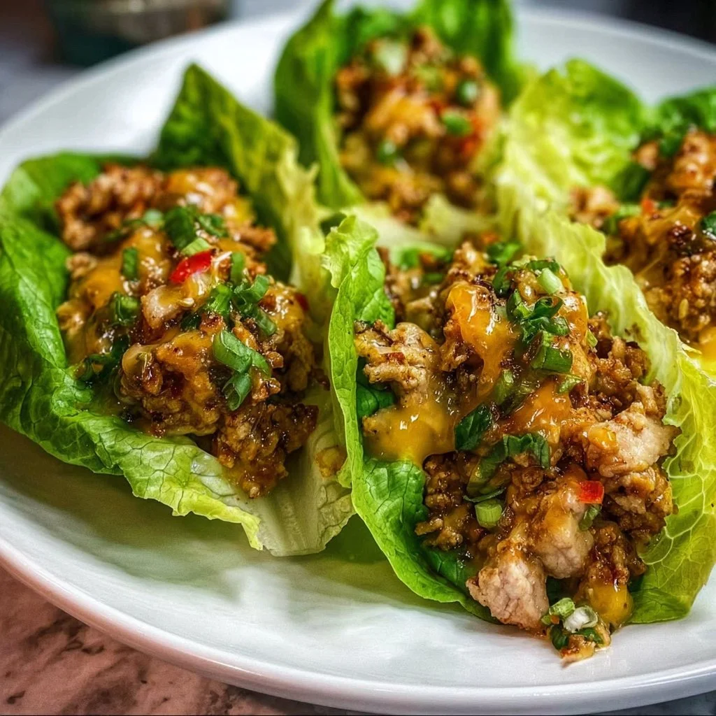 Healthy and tasty Chicken Lettuce Wraps served on a plate
