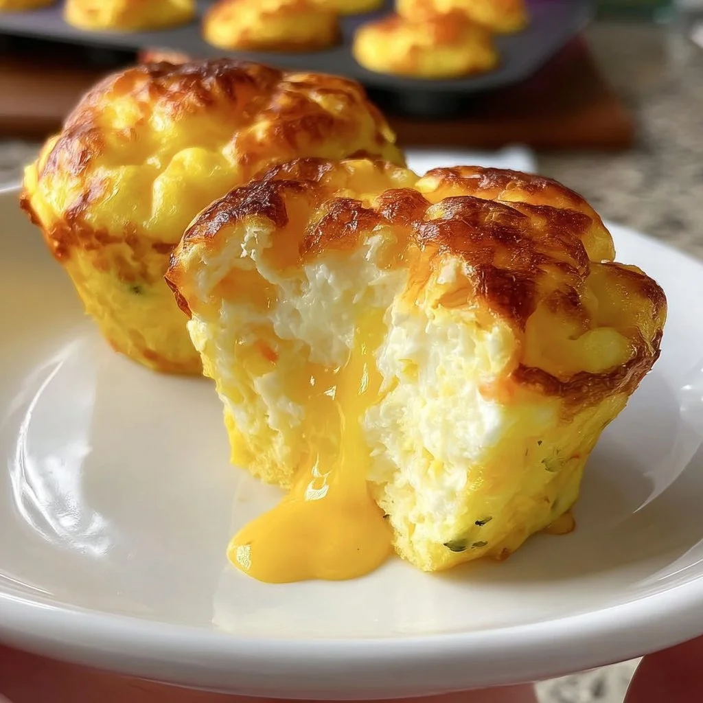 Healthy cottage cheese egg bites with vegetables in a serving dish.