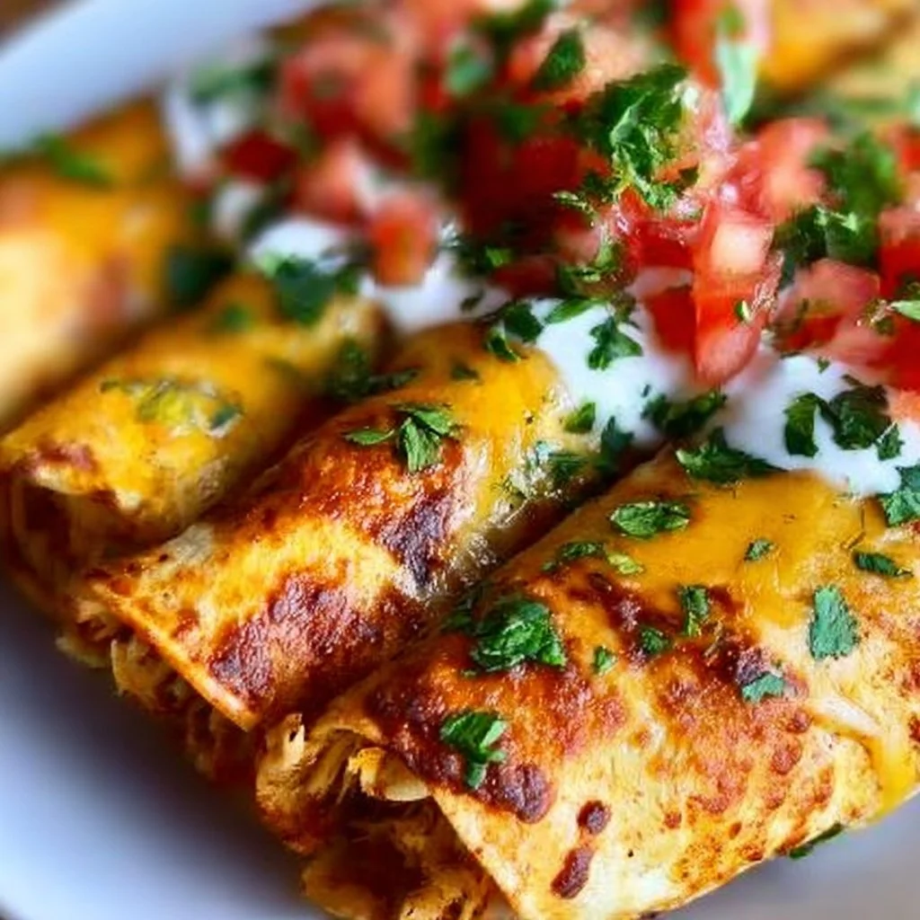 Crunchy oven-baked chicken taquitos served on a platter