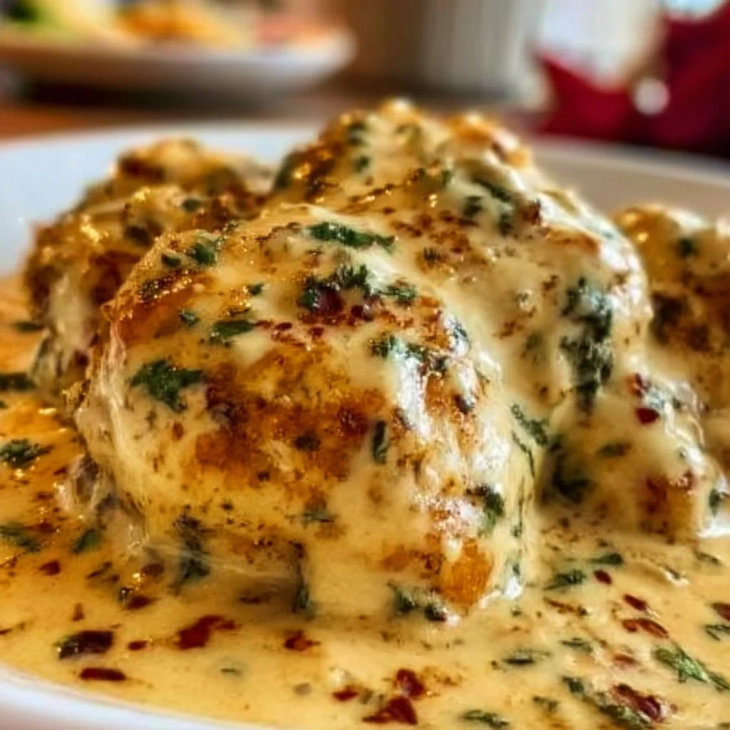 Creamy Marry Me Chicken served on a plate with herbs