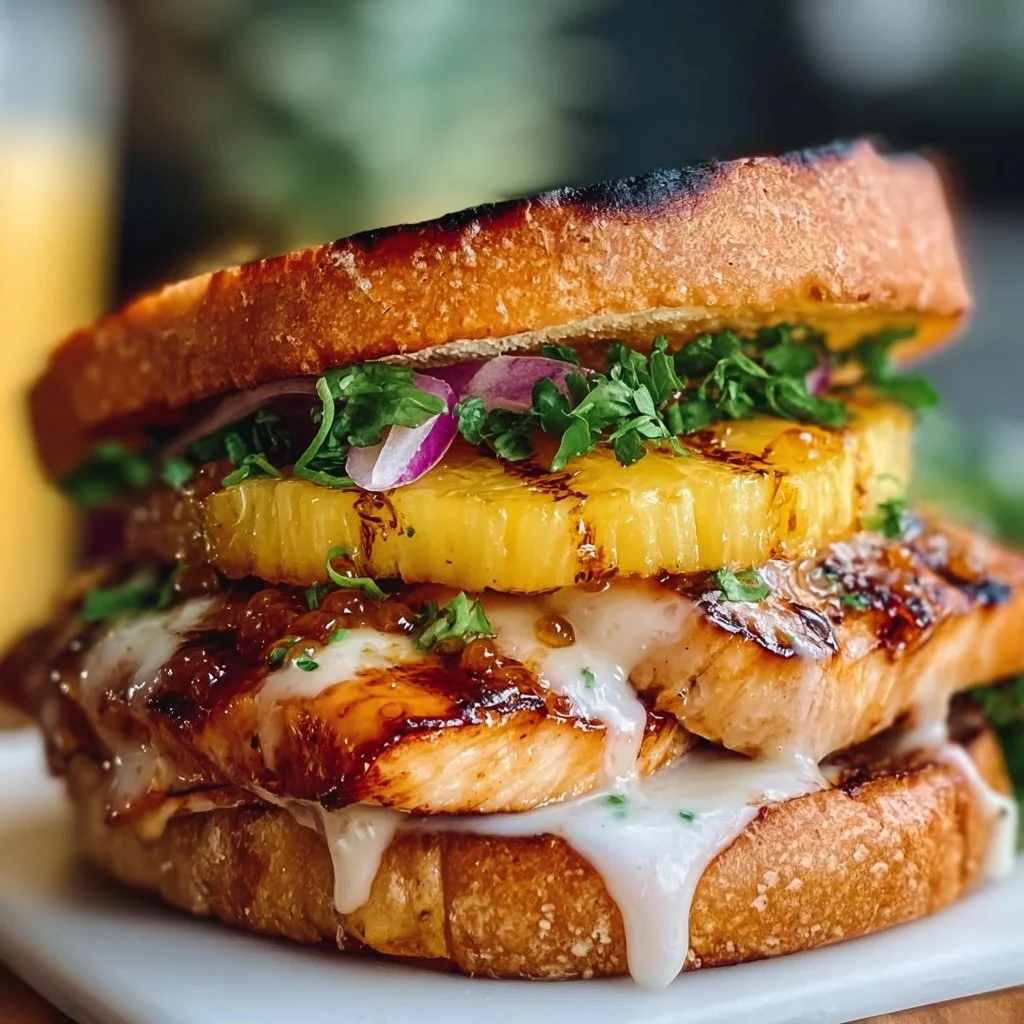 Delicious Grilled Hawaiian Chicken Sandwich with tropical toppings