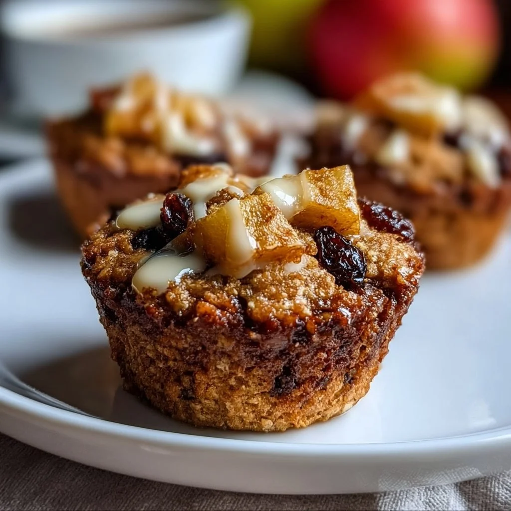 Healthy apple raisin oat mini muffins in a baking tray