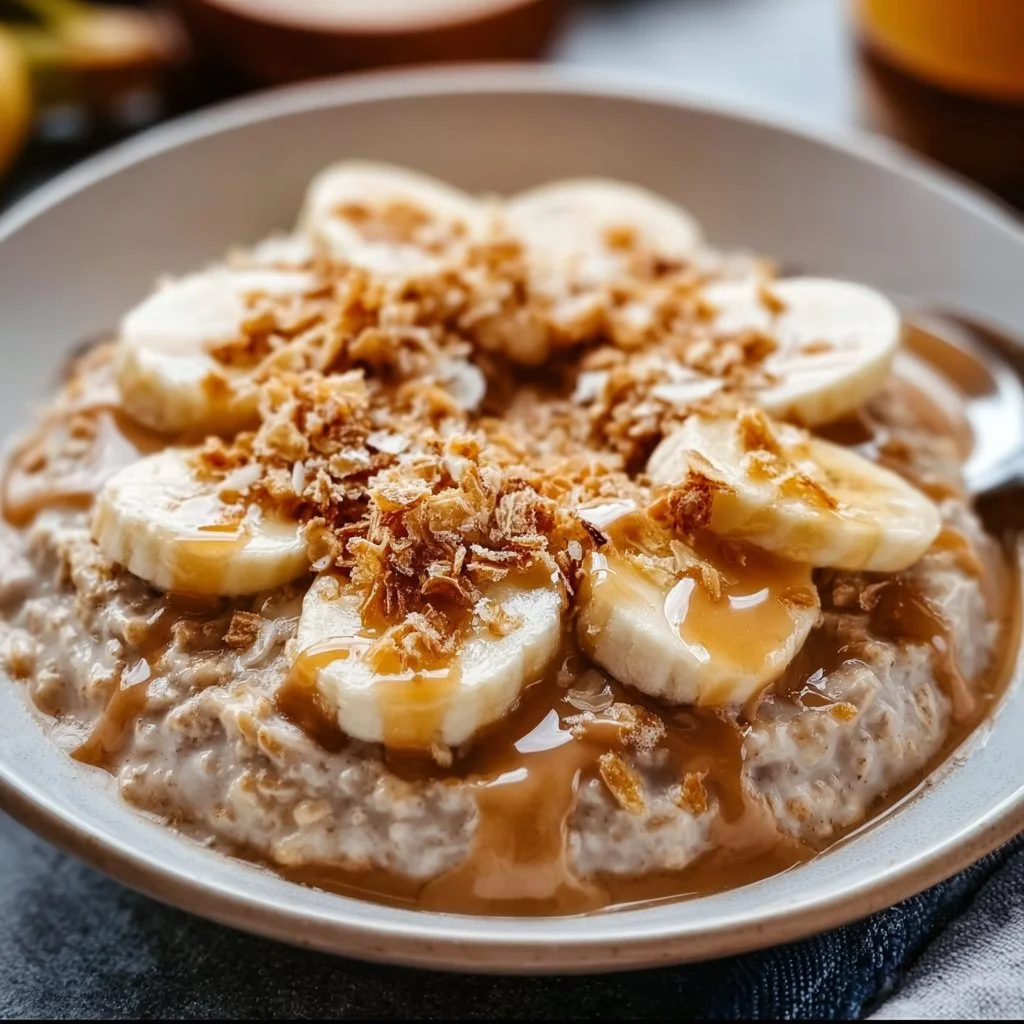 High protein peanut butter banana overnight oats in a bowl