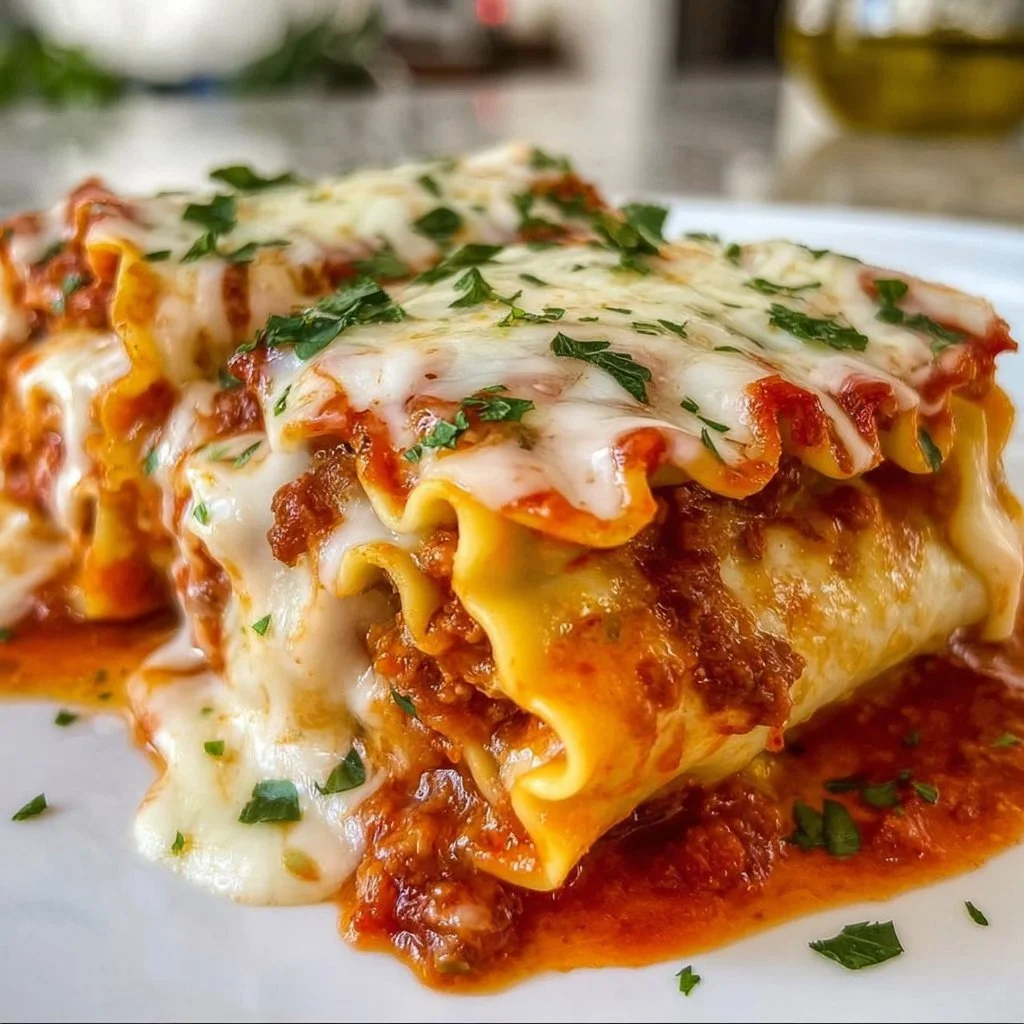 Deliciously layered Lasagna Roll Ups with cheese and herbs