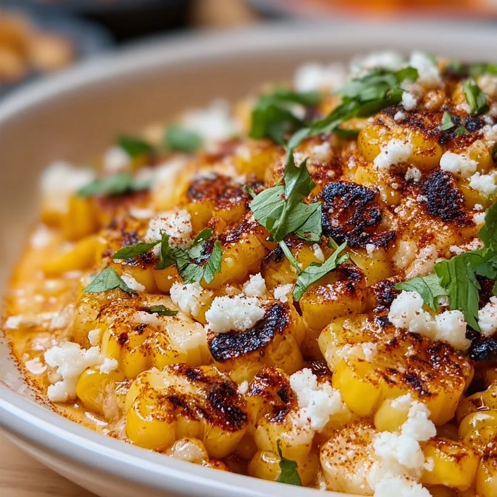Grilled Quick Blackstone Mexican Street Corn topped with cheese and spices