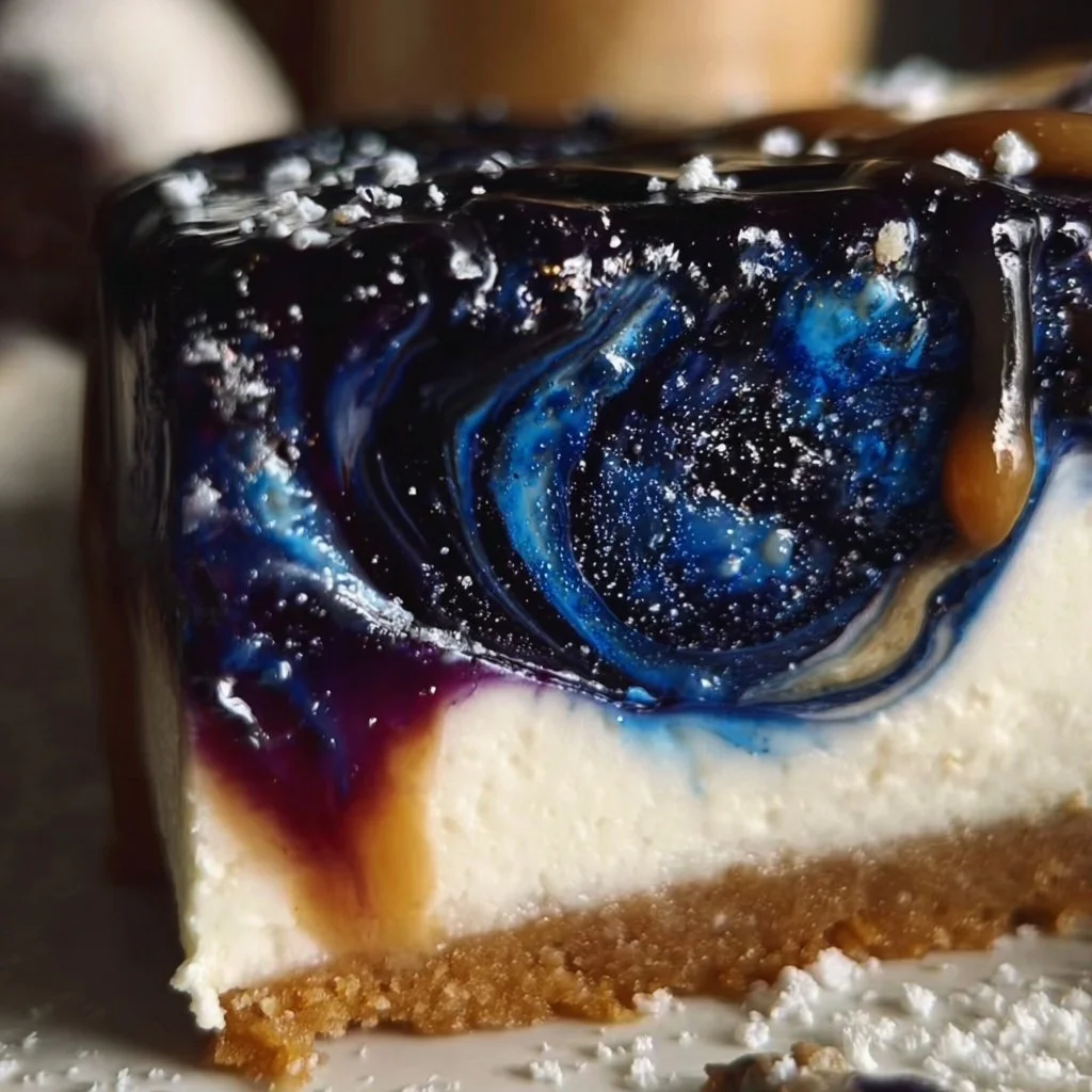 Ravenclaw Midnight Blueberry Cheesecake with blueberry topping and decorative crust