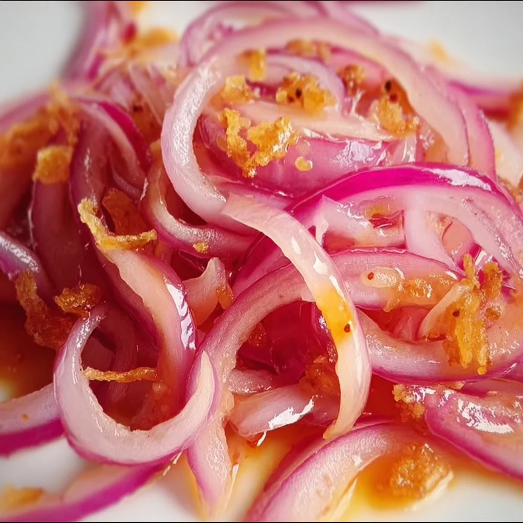 Jar of Refrigerator Mexican Pickled Onions on a kitchen counter