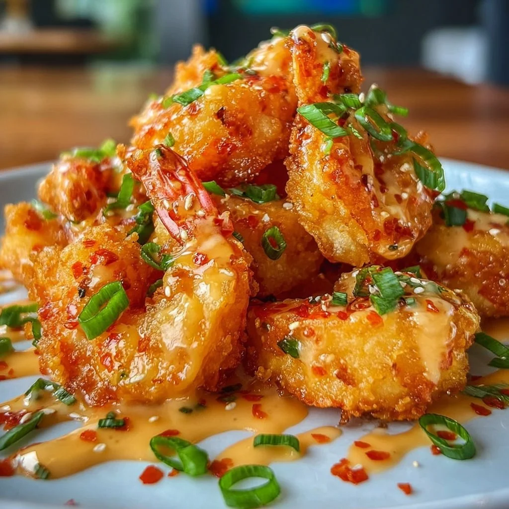 Crispy Bang Bang Shrimp served with a creamy spicy sauce