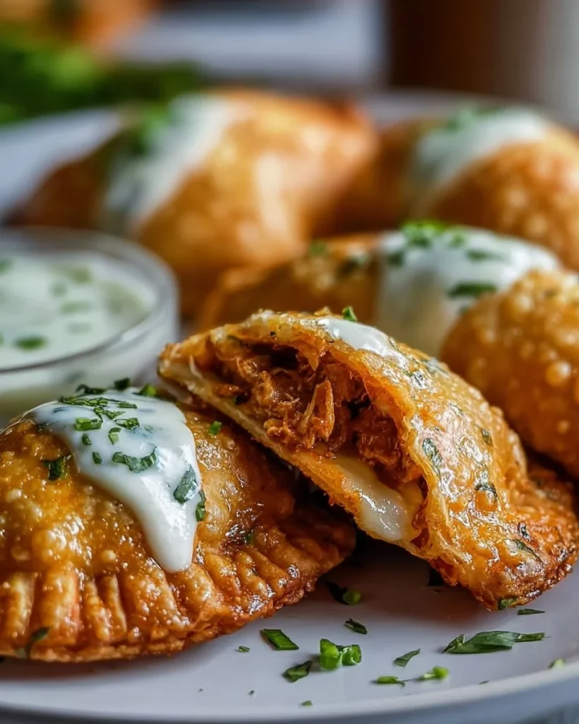 Crispy Air Fryer Chicken Empanadas with creamy cilantro lime crema