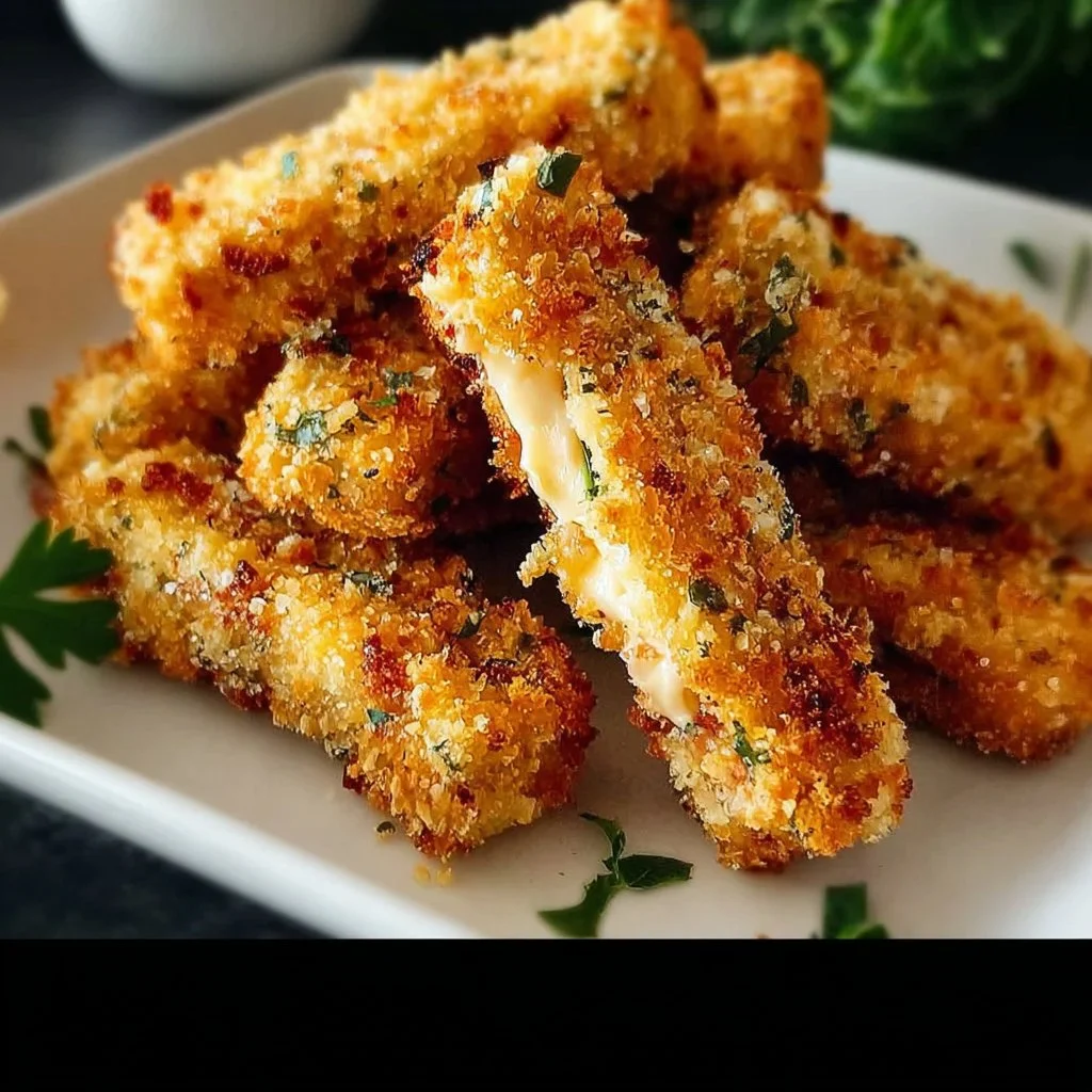 Crispy baked canned tuna fish sticks served on a plate for a family meal