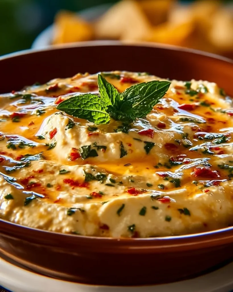 Bowl of easy hummus with a drizzle of olive oil and pita bread
