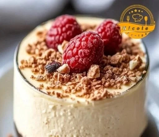 Easy keto cheesecake in a mug topped with fresh berries and whipped cream