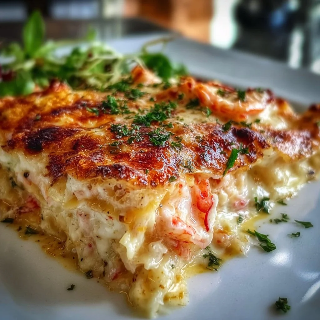 Delicious Seafood Lasagna with Shrimp and Crab layers