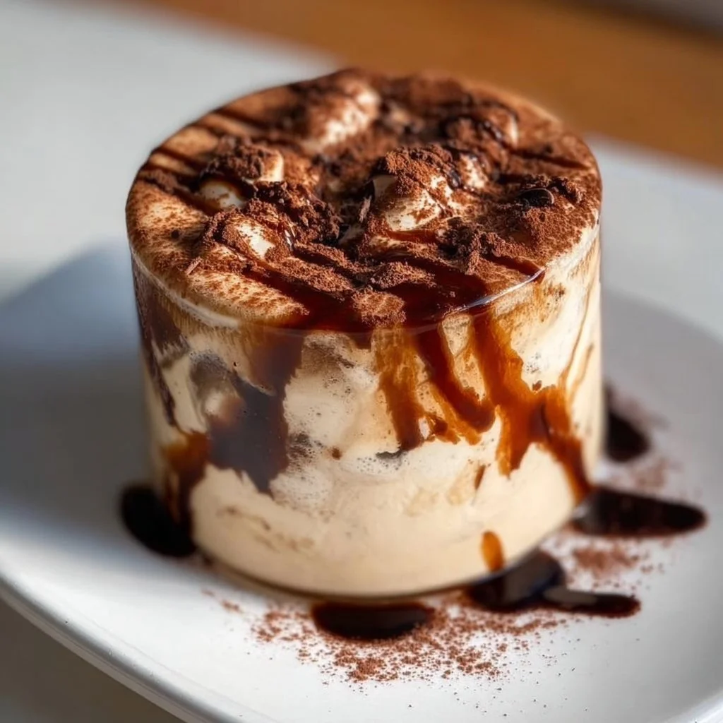 A refreshing Tiramisu Cold Brew served in a glass with a creamy layer on top.