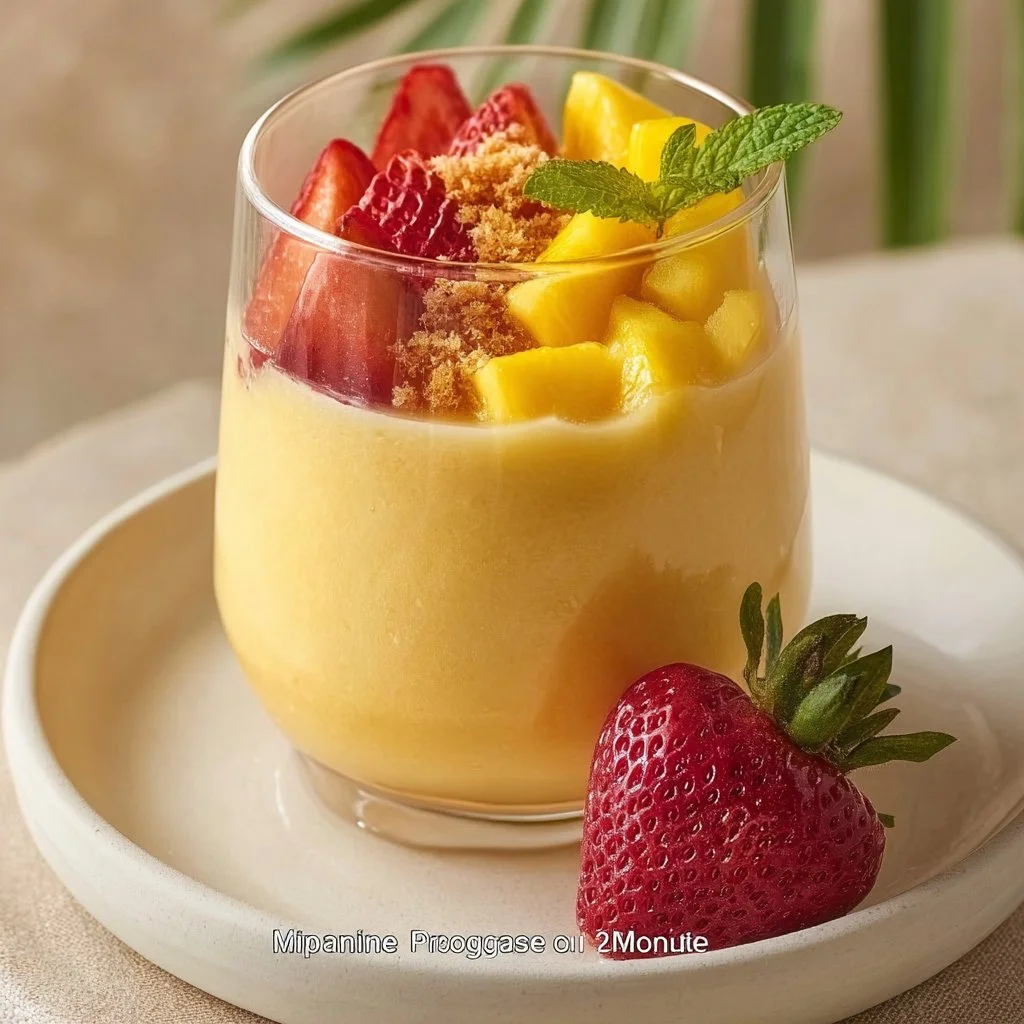 Refreshing tropical fruit smoothie with vibrant fruits and a hint of coconut