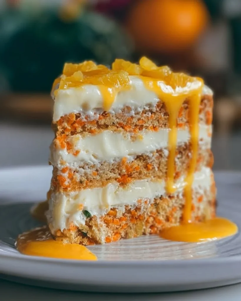 Moist Tropical Pineapple Carrot Cake with Cream Frosting