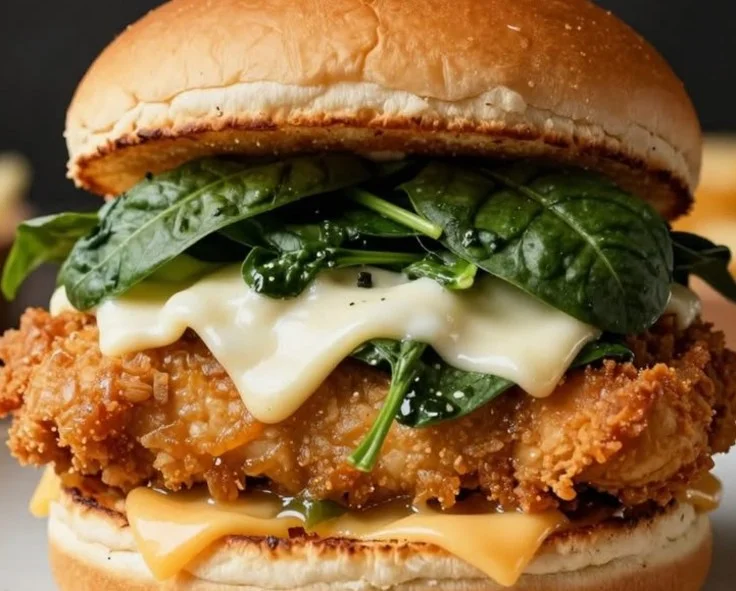 White cheddar and spinach chicken burgers on a grill