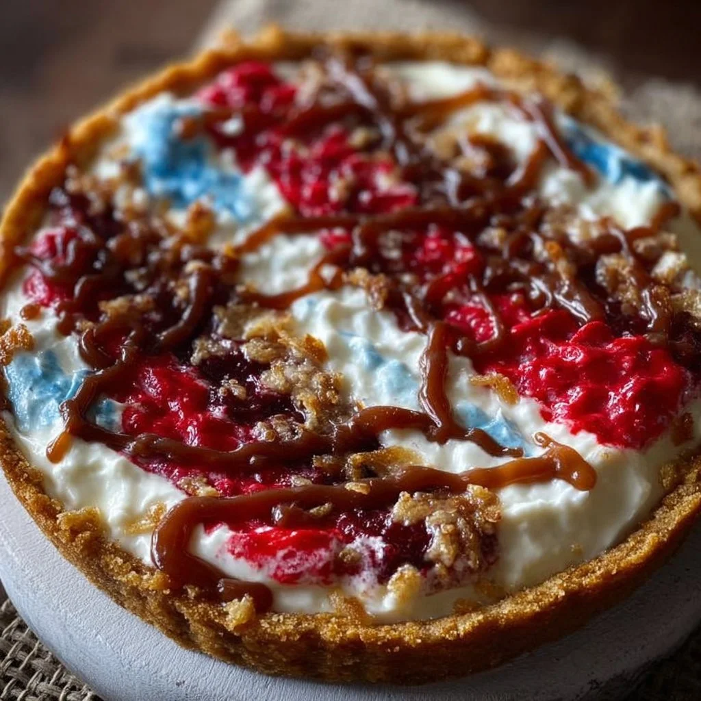 Festive 4th of July Swirl Pie with red, white, and blue colors