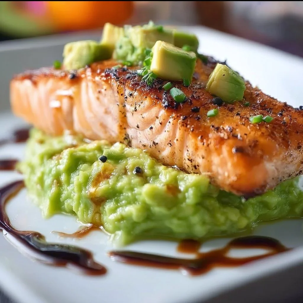 Baked Salmon with Avocado Mash for a Quick Gourmet Delight