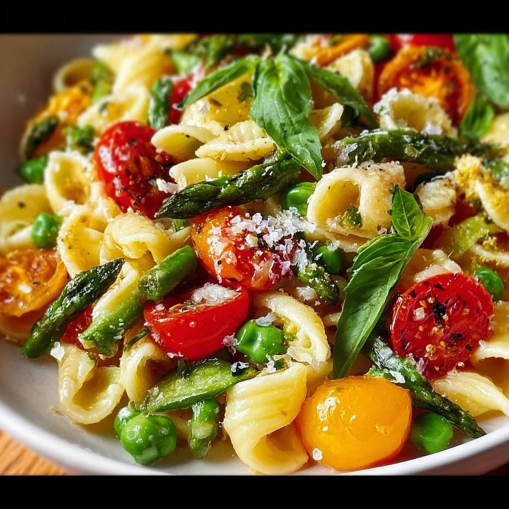 Bright and Delicious Pasta Salad with Spring Vegetables and Tomatoes