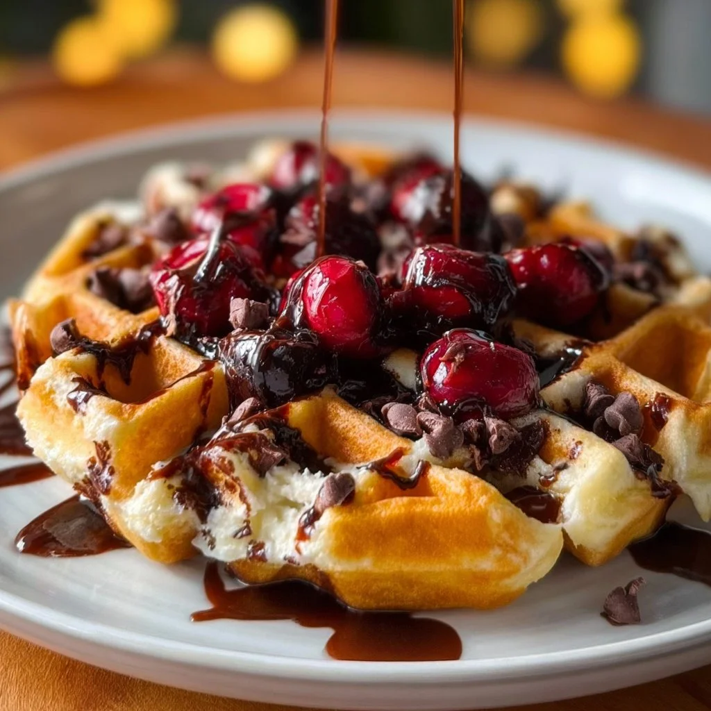 Cherry Chocolate Chip Waffles