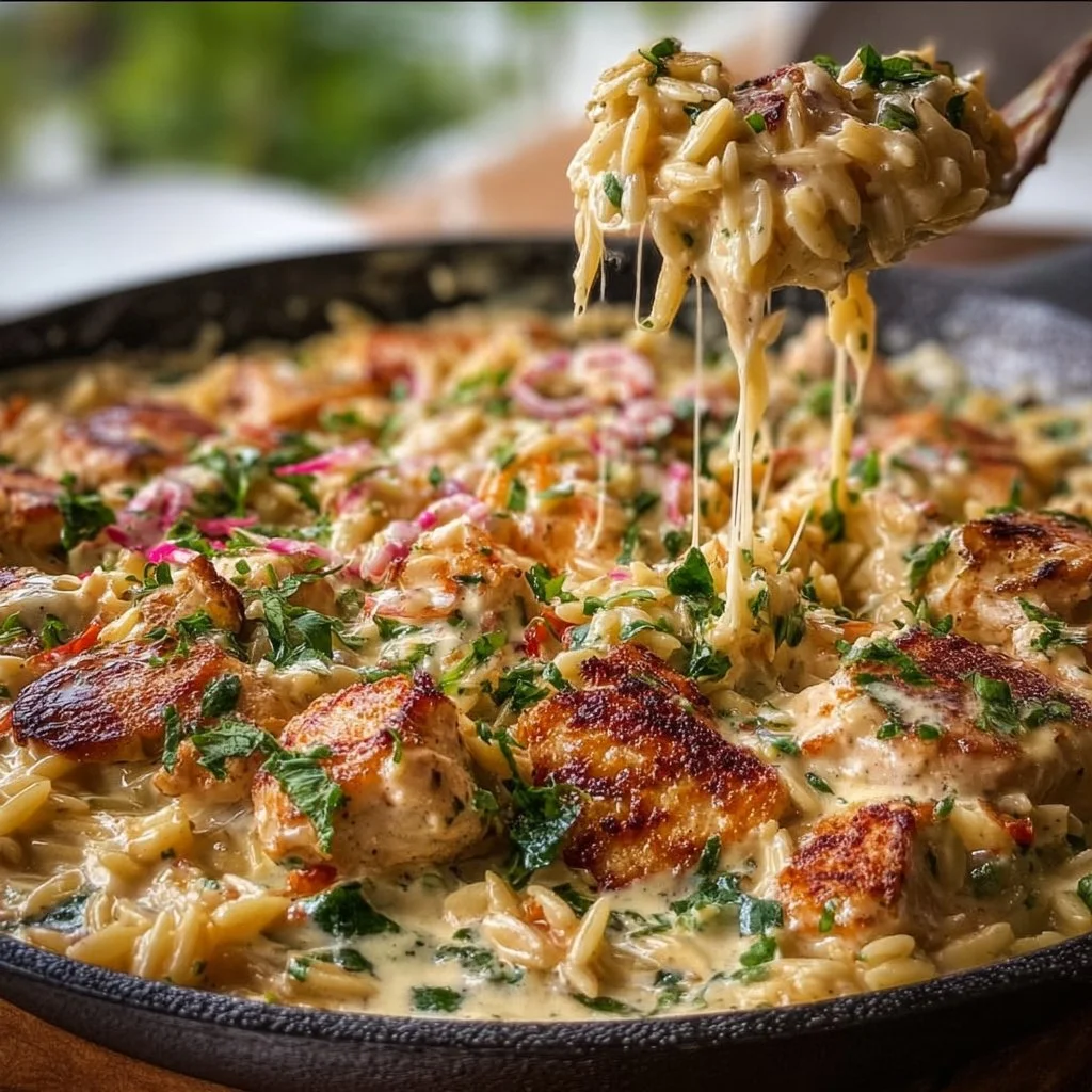 Creamy Chicken Orzo Skillet