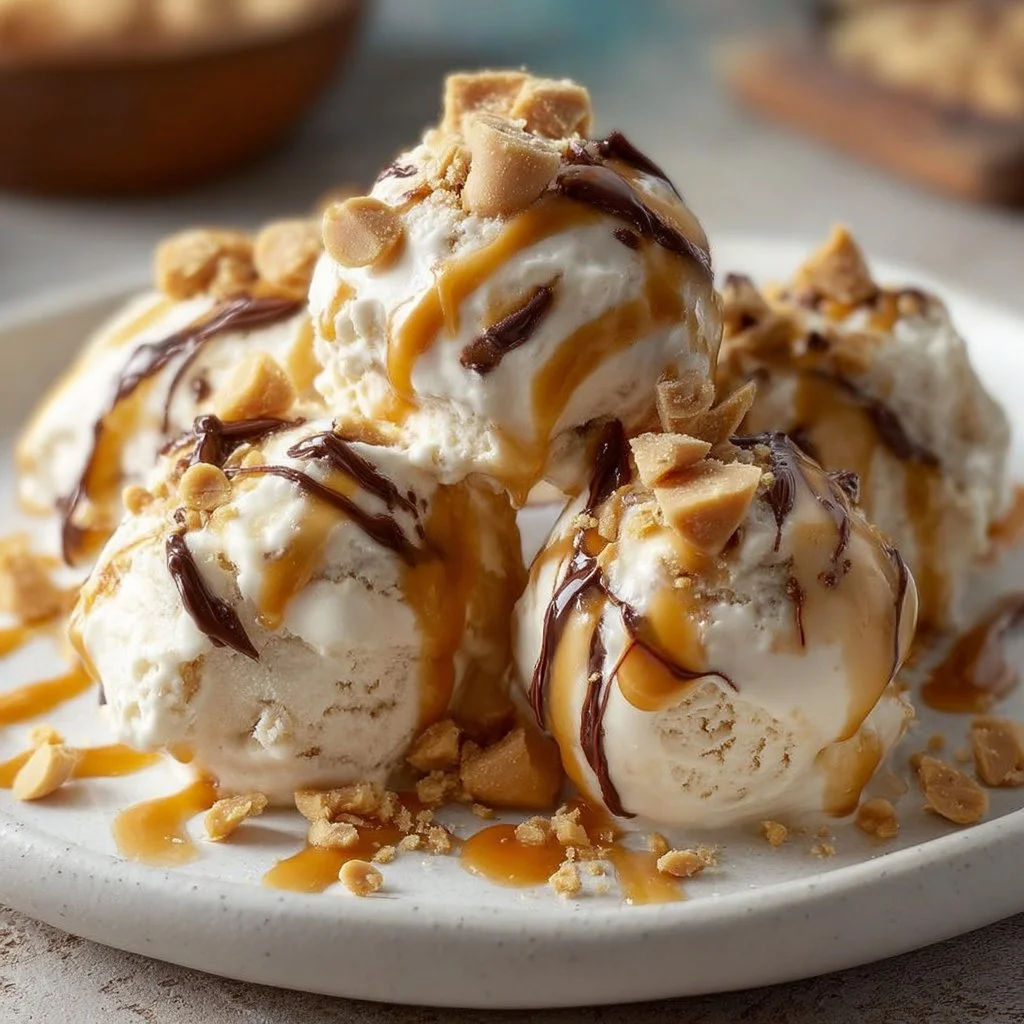 Creamy frozen peanut butter yogurt bites in a bowl