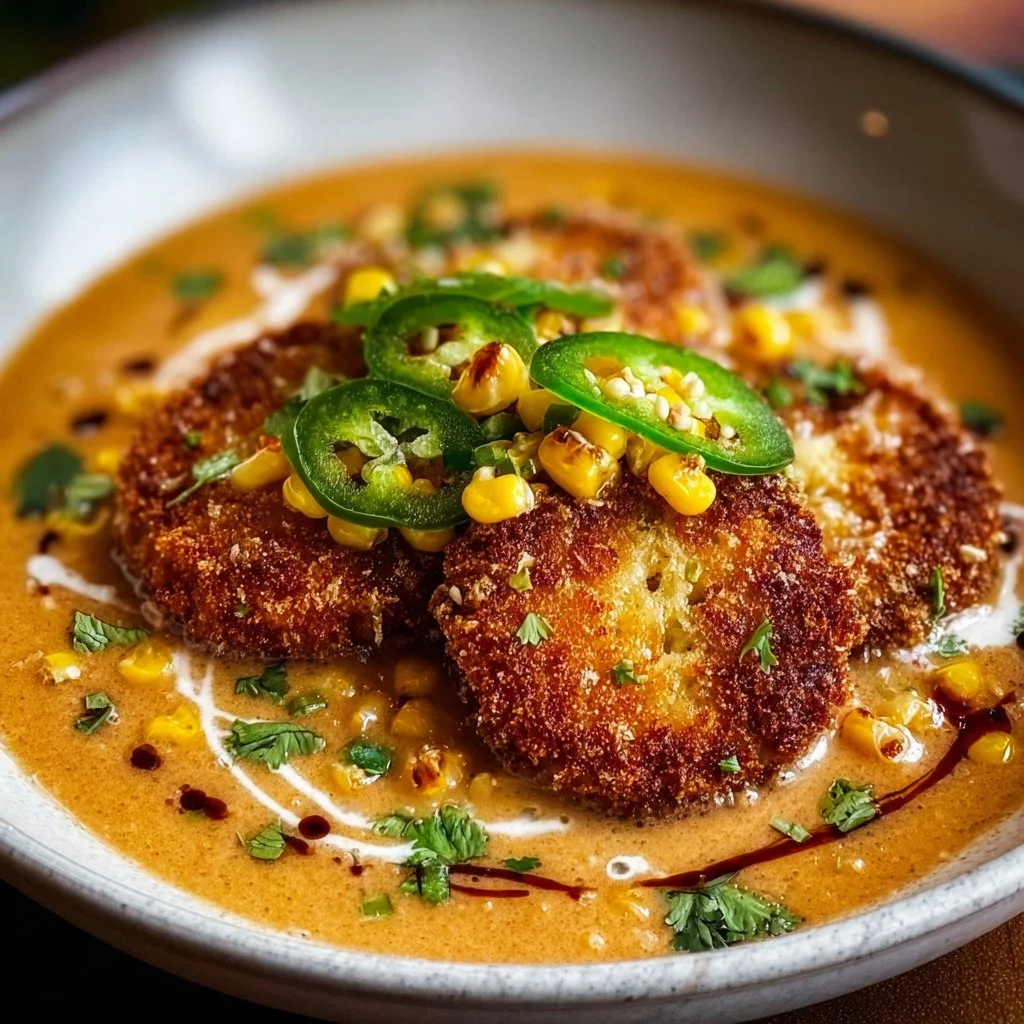 Creamy Tarascan Soup with Crispy Jalapeño Corn Fritters